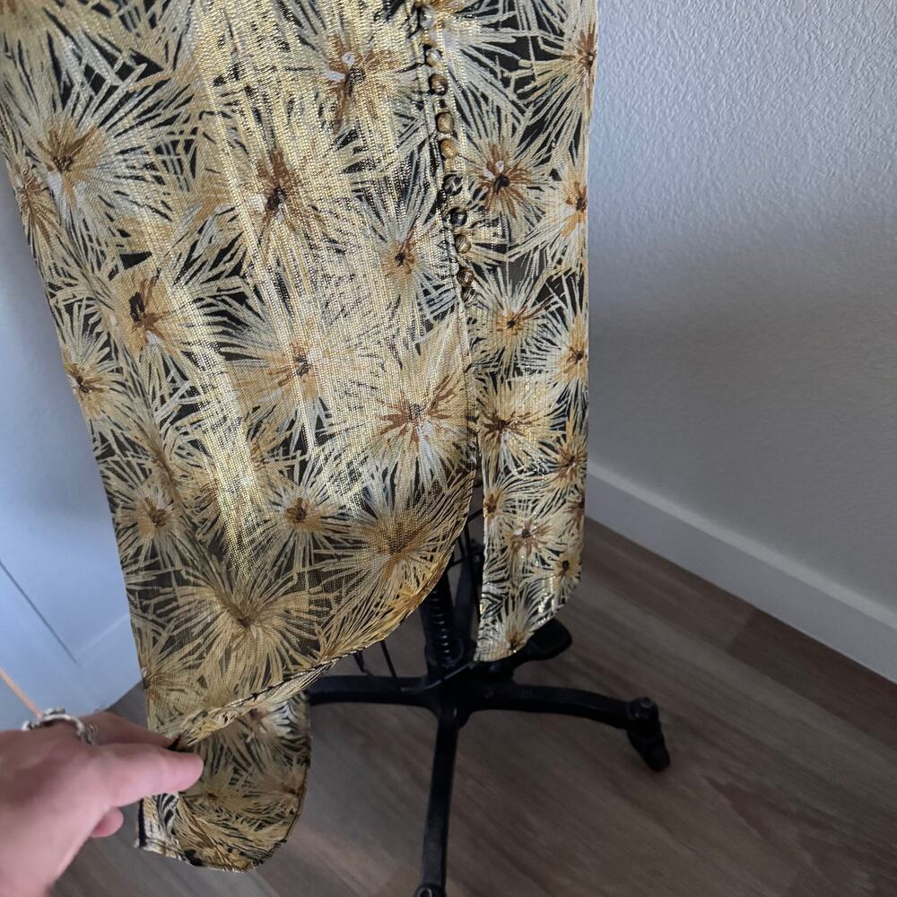The Kooples | NWT Metallic Gold Botanical Midi Dress French Size 0 (US XS) - Picture 7 of 11